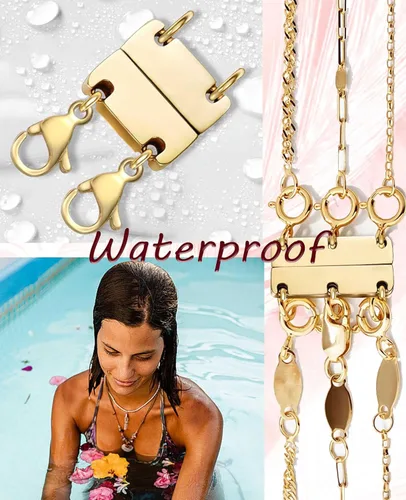 Vista 5 de Clysoru Collar con cierres y cierres para mujer, oro y plata, múltiples para separador en capas, cuentas extensoras de cadena, collares y pulseras