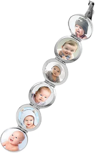 Vista 2 de Sterling Silver 6 Picture Photo Ball Locket Necklace for Mothers Grandmothers Handmade 3 Sizes