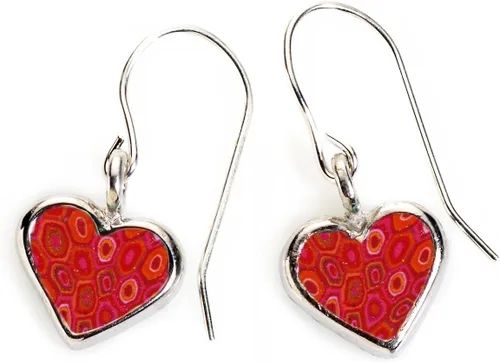 Vista 5 de Pequeño collar de corazón rojo y aretes colgantes en forma de corazón de plata de ley 925 con dije de corazón para mujeres, regalos para el día