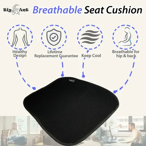 Vista 7 de Big Ant Cojín transpirable para asiento de automóvil, 1 funda de asiento interior de automóvil, alfombrilla para suministros de automóvil, silla