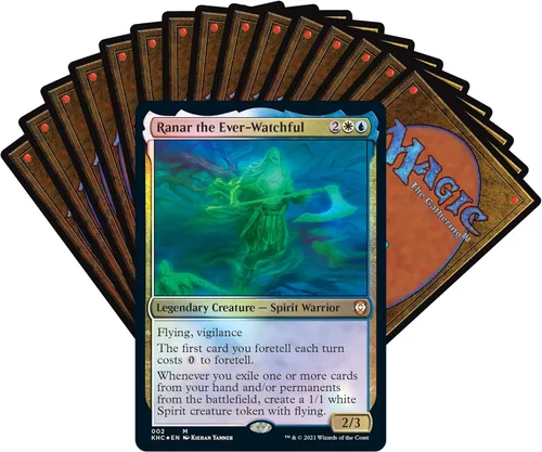 Vista 2 de Magic The Gathering Kaldheim Commander Deck – Phantom Premonition Baraja de 100 cartas listas para jugar Azul-Blanco