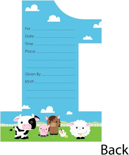 Vista 3 de Tarjetas de invitación de relleno con forma de animales de granja
