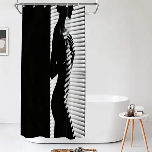 Vista 501 de Shrahala Father and Child Embracing No Hooks Shower Curtain with Snap in Liner Set, Tender Moment Captured Bathroom Décor Polyester Fiber Waterproof