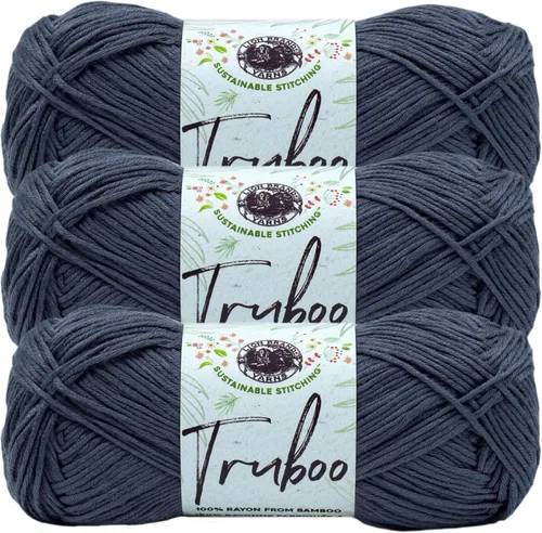 Vista 22 de Lion Brand Yarn Truboo Yarn, Azul (1 madeja)