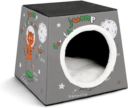 Vista 15 de Cama para gatos y gatos, sofá impreso con almohada pequeña para gatitos, perros pequeños, mono de fútbol