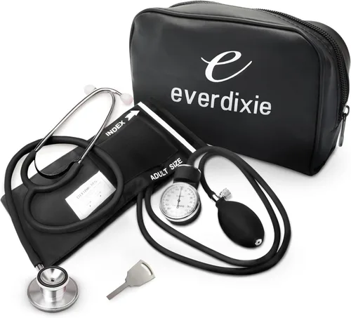 Dixie Ems Kit de presión arterial y kit de estetoscopio de doble cabezal, Negro, 1