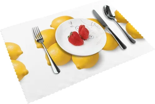 Vista 14 de Rectangular Placemats Set of 4, Heat Resistant Orange Printed Kitchen Dining Table Mats