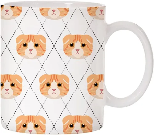 Vista 8 de Adorable taza de café de cerámica con diseño de raza de gato con diseño de rombos de 11 oz (Tuxedo)