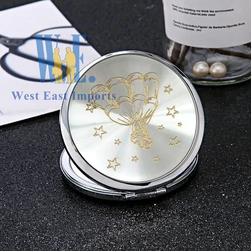 Vista 5 de WE Recuerdos de espejo compacto de Cenicienta personalizados (12 piezas) Rosa - Quinceañera/Dulce 15/Cumpleaños/Regalos para invitados