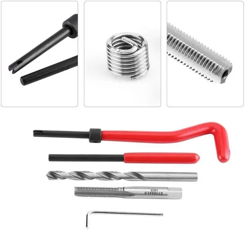 Vista 2 de Rocaris Kit de reparación de roscas de 30 piezas, M8 x 0.049 in Kit de inserción de reparación de roscas compatible con juego de herramientas