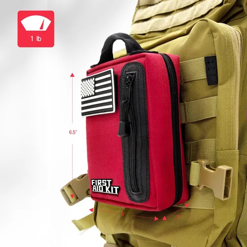 Vista 6 de Kitgo Kit de primeros auxilios, kit de trauma con suministros médicos y herramientas de supervivencia de emergencia, 103 piezas para automóvil
