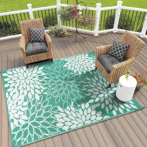 Vista 52 de Anidaroel Alfombras de exterior de 5 x 8 pies para patios, impermeables, reversibles, de plástico tropical, alfombra de campamento, alfombra