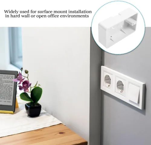 Vista 8 de Baluue Caja de salida de montaje en superficie, caja eléctrica ABS de una sola banda para interruptor de superficie de pared y receptáculo, extensor