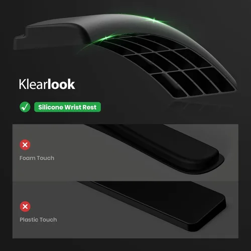Vista 5 de Klearlook - Soporte compacto para teclado con reposamuñecas de silicona y ajuste de altura de 3 niveles, acrílico de 16.85 x 5.5 pulgadas, elevador