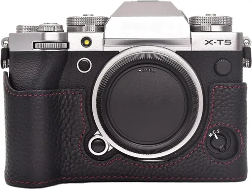Rieibi Fuji XT5 - Funda de piel auténtica de calidad para cámara digital X-T5, funda protectora para Fuji XT5 X-T5, color negro