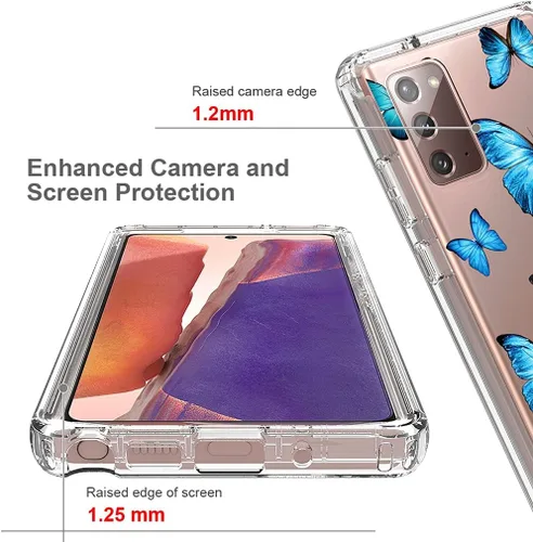 Vista 2 de Funda para Galaxy Note 20 5G, Samsung Note 20 para niñas, cuerpo completo, a prueba de golpes, transparente, floral, suave, flexible, TPU, funda