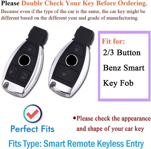 SANRILY Funda para llave Mercedes Benz A B C E R Class GLK GLA GLC GLE CLS SLK AMG Funda protectora de llave con llavero negro