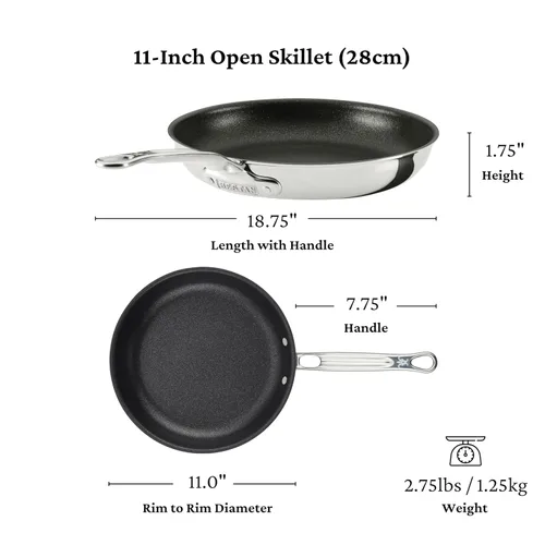 Vista 7 de Hestan ProBond Luxe TITUM - Sartén antiadherente, acero inoxidable revestido profesional de 11 pulgadas, construcción ProCore con revestimiento