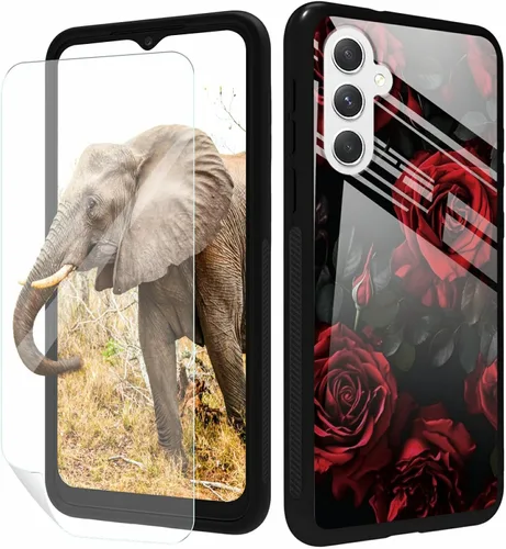 Vista 37 de for Samsung Galaxy A17 5G Phone Case 6.7" with Screen Protector Slim Tempered Glass Back Cover A Purple Cat Design Shockproof Protective Case for