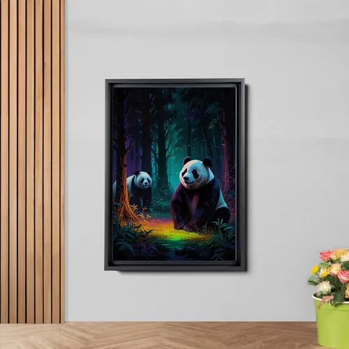 Vista 2 de Canvas Print cute pandas in the jungle Watercolor art framed canvas print framed wall art synthwave animal art Decor Canvas, Arts