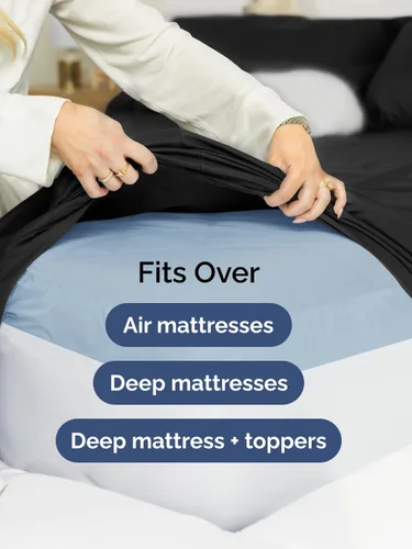 Vista 6 de Juego de sábanas de tamaño individual, transpirables, refrescantes, con esquinas extraprofundas de 18-24 pulgadas, de ajuste fácil y seguro