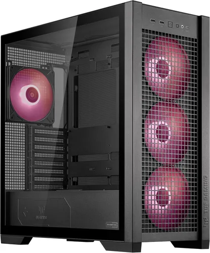 Vista 15 de ASUS TUF Gaming GT301 - Funda para juegos de torre media, soporte ATX, ventiladores preinstalados, panel frontal de panal de alto flujo de aire