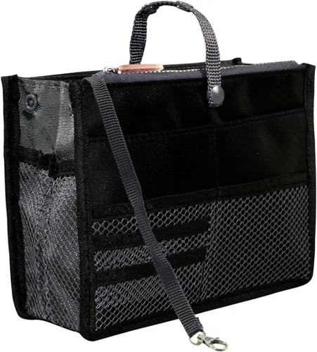 Dahlia Nifty - Organizador patentado para bolso de mano, 18 compartimentos, color negro