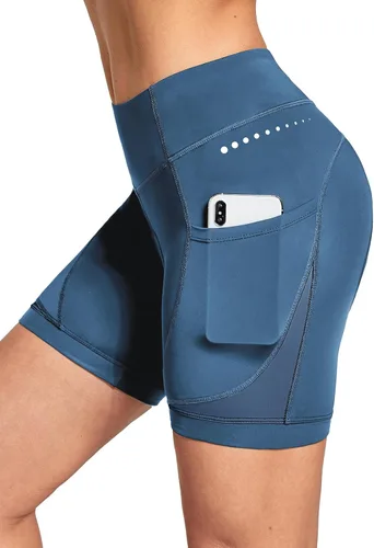 baleaf Pantalones cortos de bicicleta acolchados 4D para mujer, ropa interior de ciclismo, bolsillos acolchados de gel