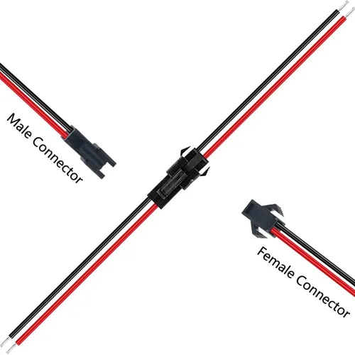 Vista 3 de Adaptador de conector macho y hembra de 22 AWG JST SM de 2 pines con cable eléctrico de 5.906 in para luz LED, 10 pares