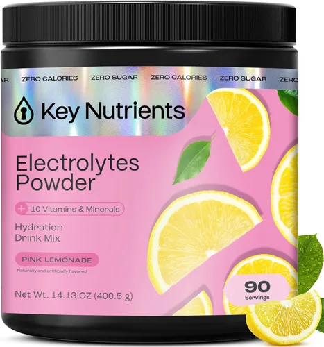 Vista 14 de KEY NUTRIENTS Electrolitos multivitamínicos en polvo sin azúcar - Polvo de electrolitos de naranja ácida - Suplemento de resistencia y energía