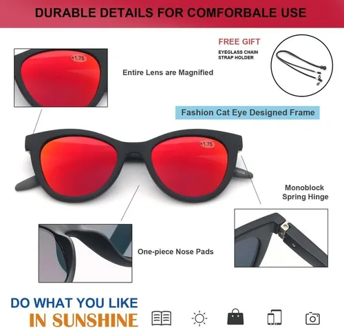 Vista 4 de UNTAMID 3 Pack Reading Glasses Blue Light Blocking for Women, Designer Cat Eye Frame Ladies Computer Readers