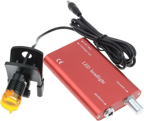 Vista 5 de Faro de 3W con filtro de clip de plástico, luz principal, faro para lupa binocular con bolsa (rojo)