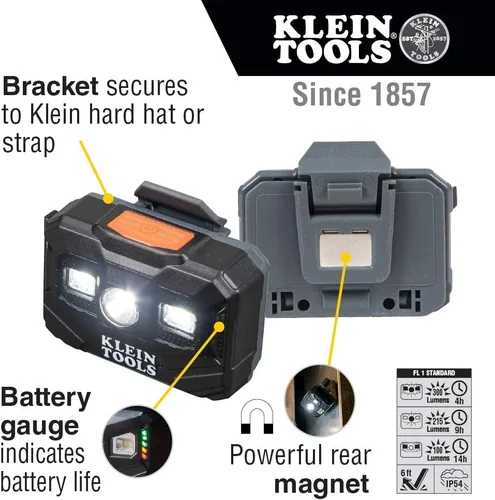 Vista 3 de Klein Tools Paquete de faros LED recargables para cascos y trabajo