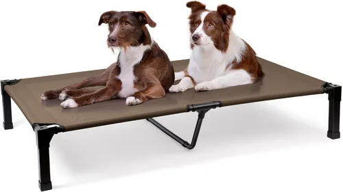Vista 15 de Heeyoo Cama elevada para perros, cuna elevada para mascotas con malla lavable, transpirable y a prueba de mordiscos y marco metálico, cuna portátil