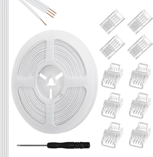 Vista 12 de RGBZONE 10 piezas de 2 pines de 8 mm de tira LED a conectores de cable y 10 m/32.8 pies de cable de extensión de 2 pines para tiras de luces LED