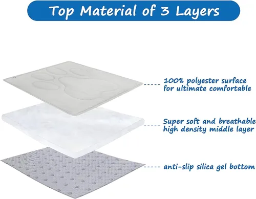 Vista 4 de Almohadilla para jaula de perro (18 x 24 pulgadas), alfombrillas para dormir, transpirable, color oscuro para ocultar manchas, gris