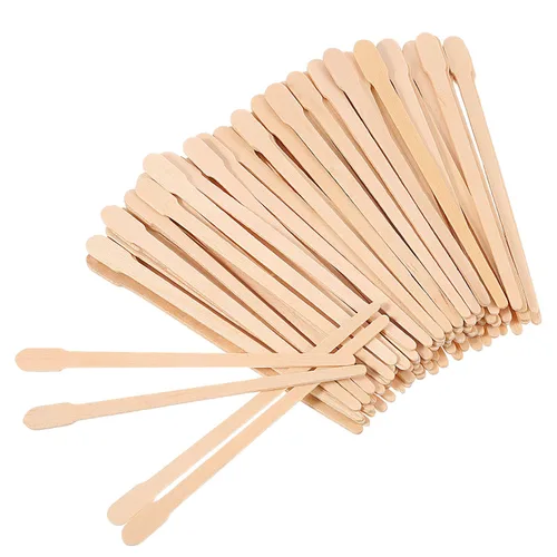Vista 3 de Bememo 500 palitos de cera para cejas, cejas, labios, nariz, pequeño aplicador de cera de madera, espátula, palitos para manualidades