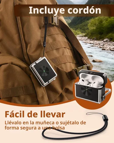 Vista 7 de OATSBASF Funda para AirPods Pro 3, funda para tocadiscos retro compatible con AirPods Pro de 3ª generación (2025), cubierta de protección completa