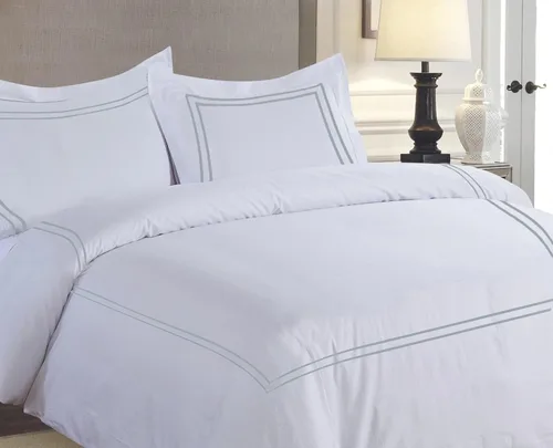 Vista 42 de BedDecor Lujoso juego de funda de edredón de algodón egipcio de 400 hilos, 1 pieza con hermoso bordado de 2 rayas