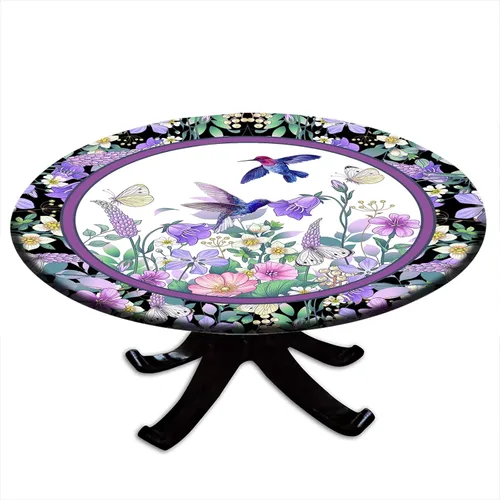 Vista 66 de Round Fitted Tablecloth with Elastic Outdoor Table Cover Round Elastic Tablecloths for Tables Waterproof Wipeable Table Cloths for