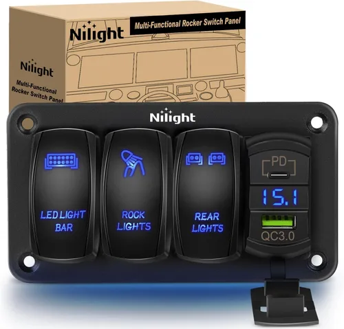 Vista 11 de Nilight 90104B - Barra de luz LED trasera láser de aluminio de 2 velocidades con interruptor basculante a palanca precableado de encendido y apagado