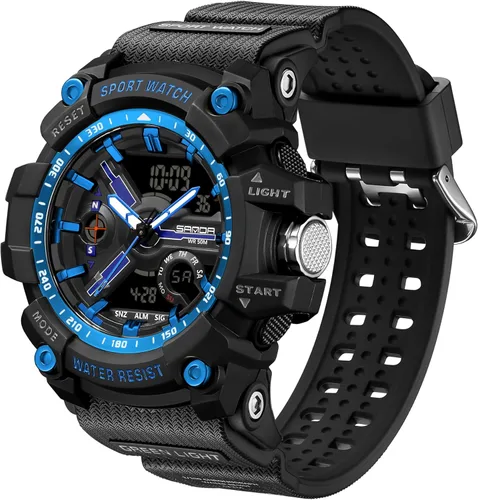 Reloj deportivo para hombre, reloj digital para hombre, reloj militar, resistente al agua, reloj resistente con retroiluminación LED, alarma,