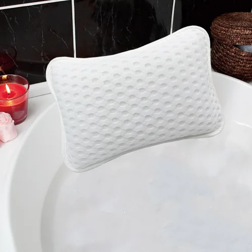 Almohadas de baño para tina, almohadas de spa para bañera, tina de hidromasaje, soporte para cabeza y cuello con 2 fuertes ventosas, blancas