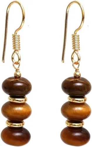 Vista 11 de Gempires - Aretes ligeros con cuentas hechas a mano, hipoalergénicos, chapados en oro, aretes colgantes para mujer