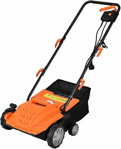 Escarificador eléctrico naranja de 13 pulgadas, 12 amperios, función 2 en 1, con cable, cortacésped, desbrozadora eléctrica, recortadora de césped