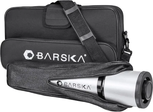 Vista 9 de BARSKA Starwatcher telescopio refractor de 400 x 70 mm con trípode de mesa y funda de transporte