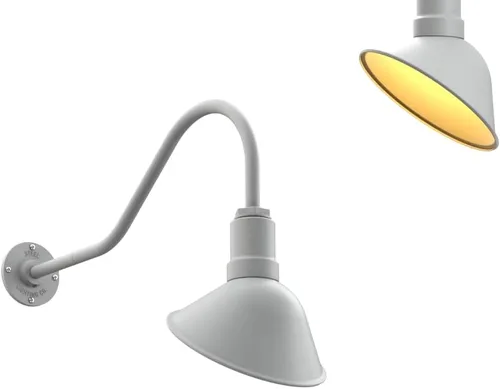 Vista 25 de Steel Lighting Co. Luz de Letrero de Tienda Venice para Pared de Acento de Restaurante Exterior Cúpula de 9 pulgadas Brazo Recto de 6 pulgadas