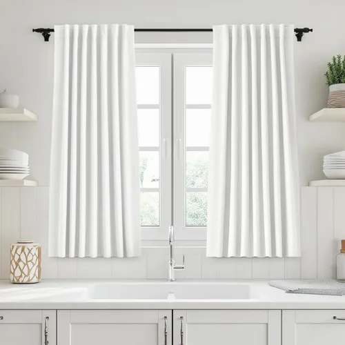 Vista 108 de UHITECH Cortinas opacas cortas de 24 pulgadas de largo para sala de estar, juego de 2 paneles con pestaña trasera, bolsillo para barra, cortinas