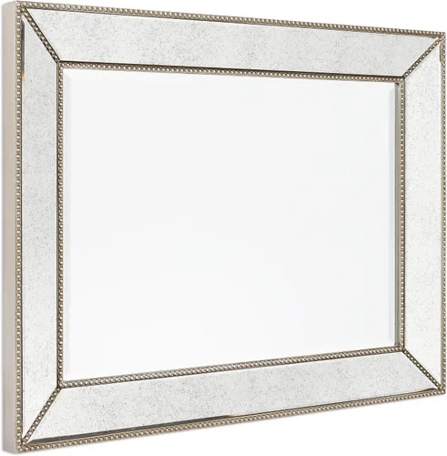 Vista 4 de Empire Art Direct Espejo de pared rectangular con marco de madera maciza biselada con cuentas de champán, listo para colgar, sala de estar
