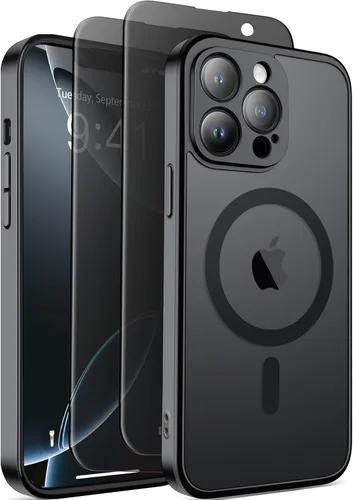 GolbinBox - Funda magnética para iPhone 13 Pro Max, compatible con MagSafe, protección de cámara, protector de privacidad, funda translúcida mate, a